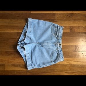 High waisted denim shorts